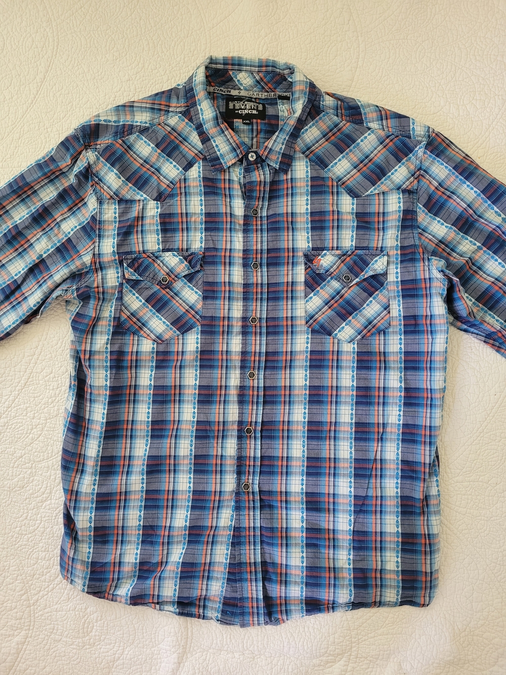 Garth Brooks Sevens By Cinch Mens XXL Snap Button Up Western Shirt Cowboy Blue